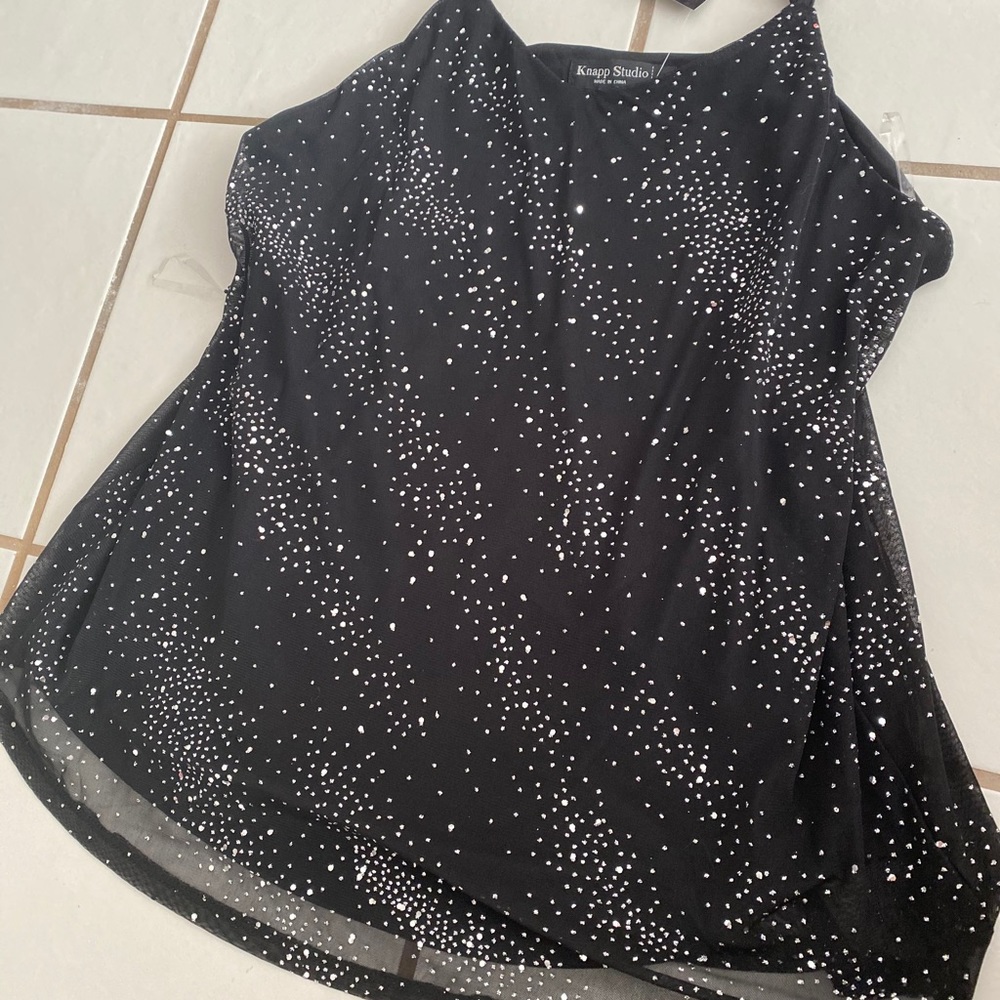 Glitter spaghetti strap black top